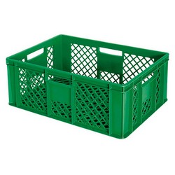 Grüne Bäckerkiste / grüner Stapelkorb aus Kunststoff, 60 x 40 x 24 cm, neu
